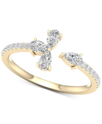 Macy's - Diamond Pear-Cut Cuff Statement Ring (1/2 ct. t.w.) in 14k Gold