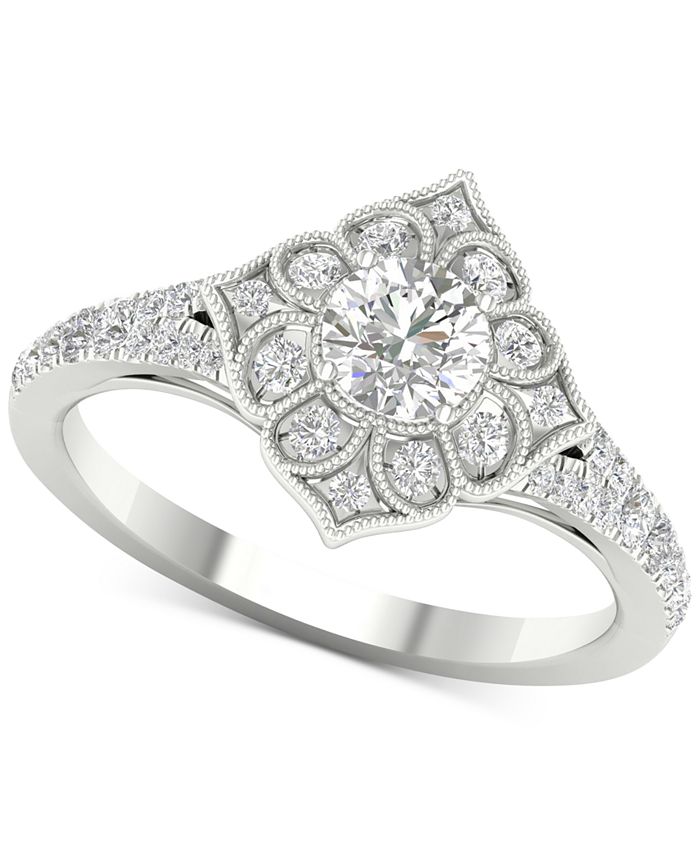 Macy s Diamond 3 4 ct. t.w. Filigree Milgrain Engagement Ring in