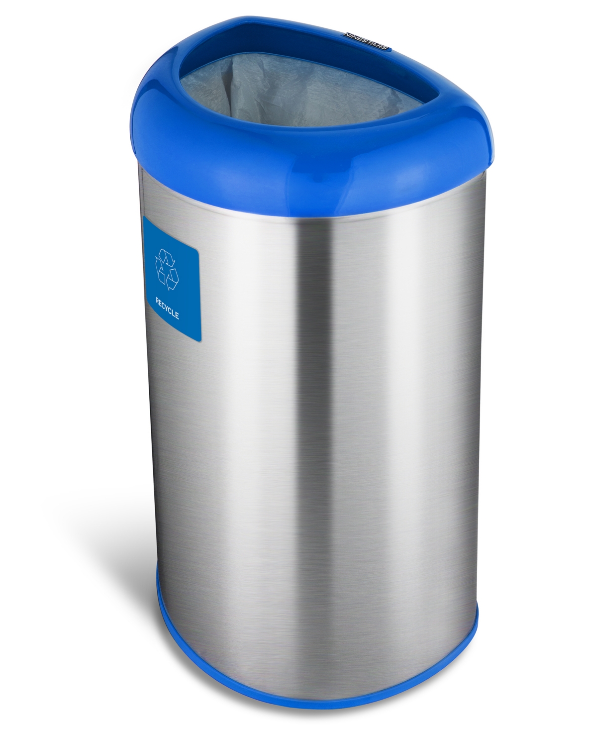 13.2 Gallon Open Top Trash Can with Recycle Magnet - Blue