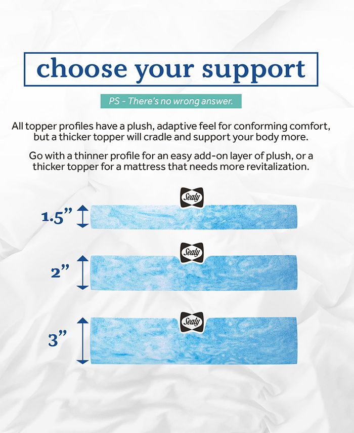 Sealy 3" Gel Memory Foam Mattress Topper r, Queen Macy's