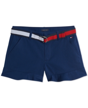 Tommy Hilfiger Little Girls Belted Ruffled Shorts