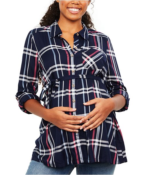 Maternity Plaid Shirt main image 1