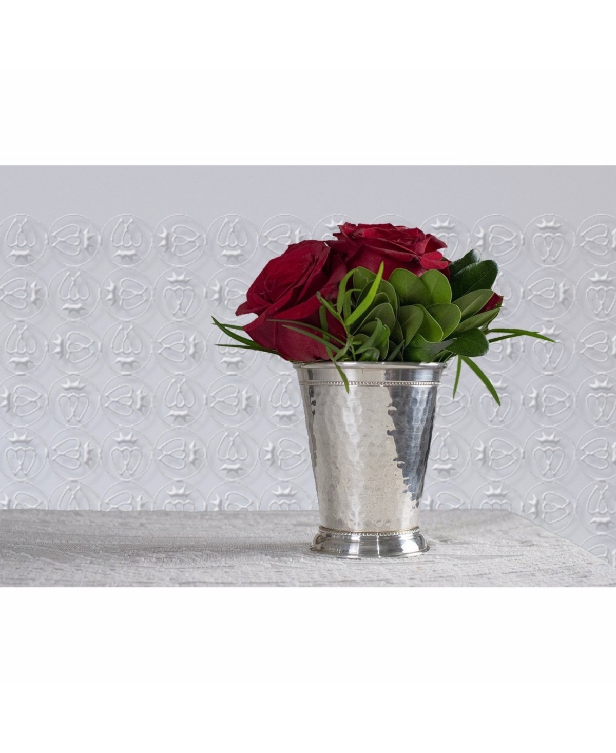 Prince of Scots Hammered Copper Mint Julep Cup with PurePlate - Silver