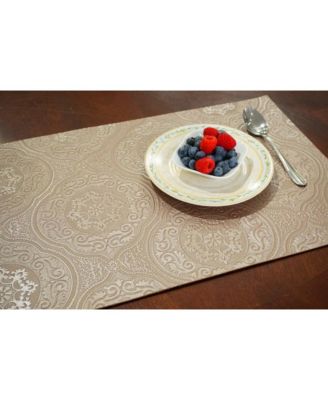 Faux Leather Hyde Park Slip Resistant Suede Backing Embossed 3D Surface Luxury 12" x 18" Place Mats - Set of 4