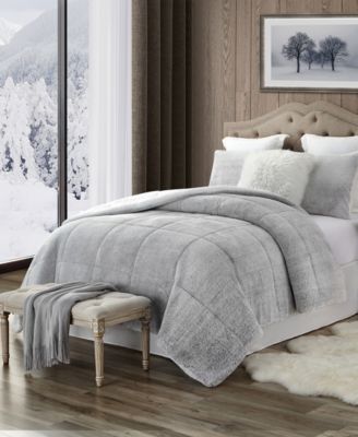 Plush Faux Fur and Sherpa Reversible Comforter Set, Full/Queen
