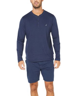 Men's Soft, Breathable Long Sleeve Henley Pajama Shirt