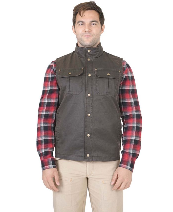 Mountain And Isles Men's Flannel Lined Waxed Cotton Vest & Reviews ...