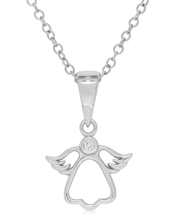 Rhona Sutton - Children's Diamond Accent Angel Necklace in Sterling Silver