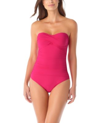 Twist-Front Ruched One-Piece Swimsuit