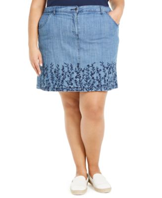 Karen Scott Plus Size Floral Embroidered Skort, Created for Macy's - Macy's