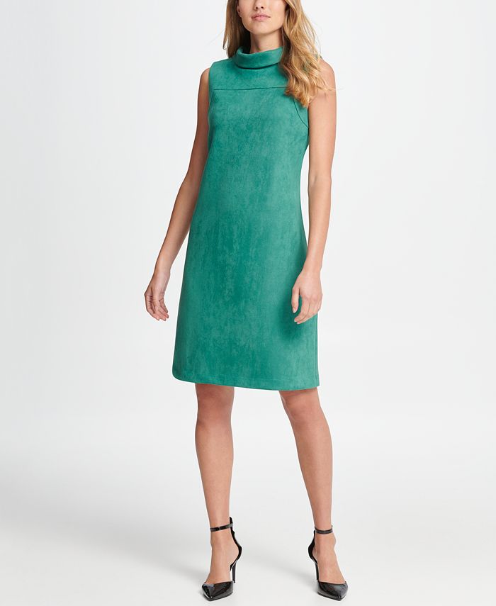 Dkny Mock Neck Suede Sleeveless Sheath Dress Macys 