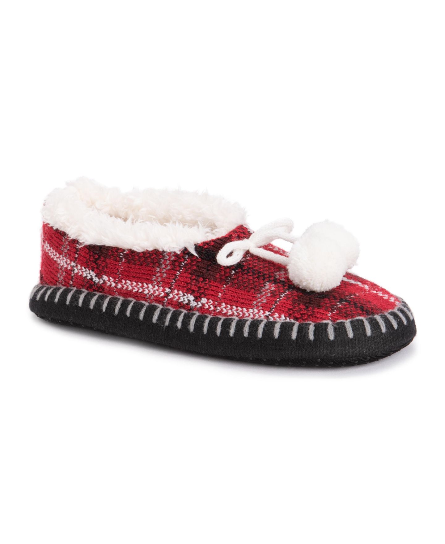 Мужские тапочки MUK LUKS Cuff Booties Slipper, цвет: Красный / Чёрный — фото 1