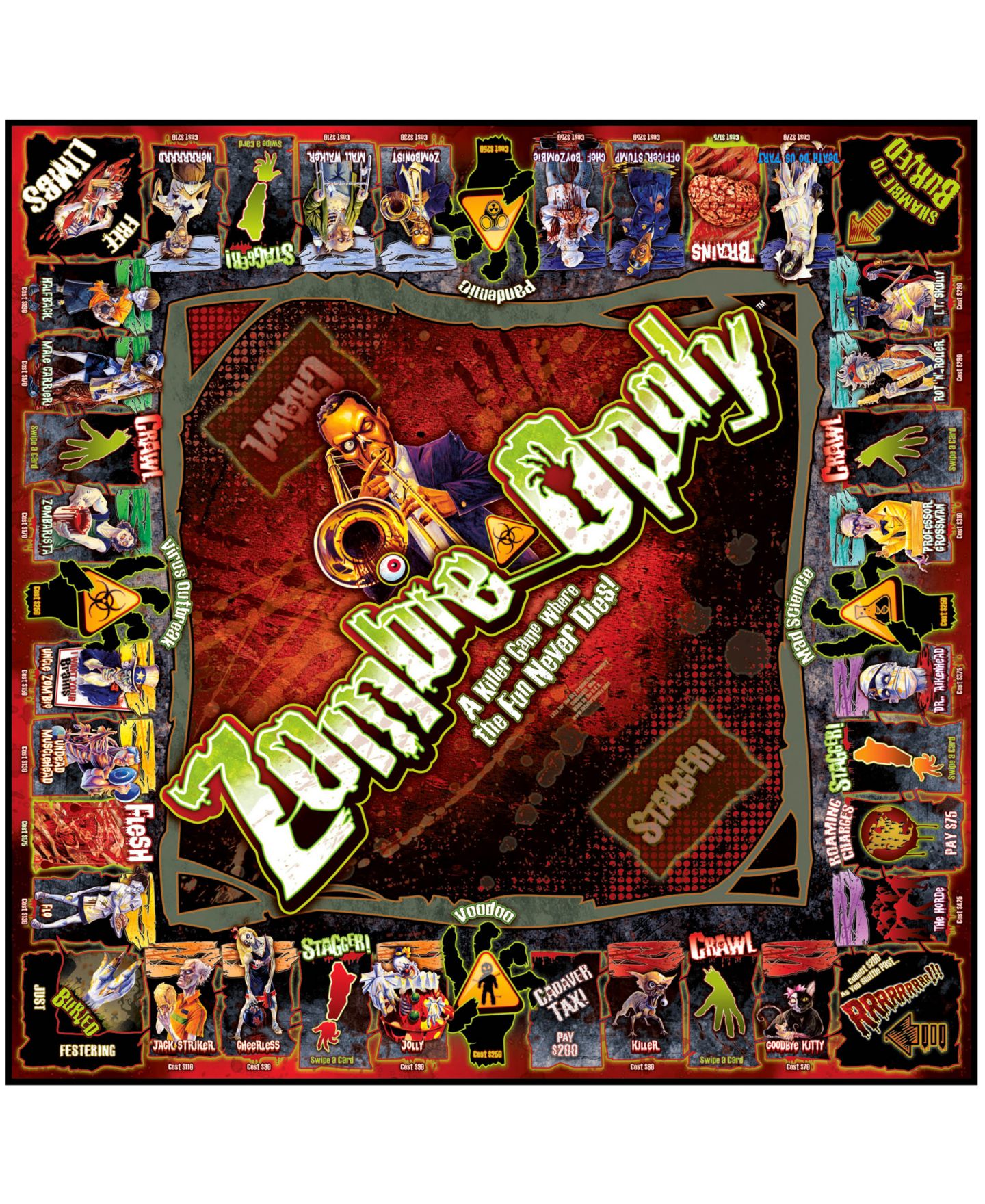 Детская настольная игра Late for the Sky Zombie-Opoly Game — фото 5