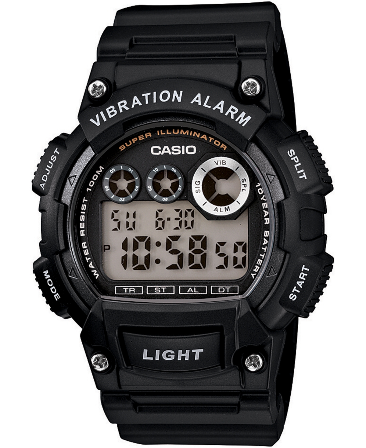 Casio Men's Digital Black Resin Strap Watch 44mm