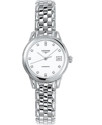Longines Women's Swiss Automatic Flagship Diamond Accent Stainless ...