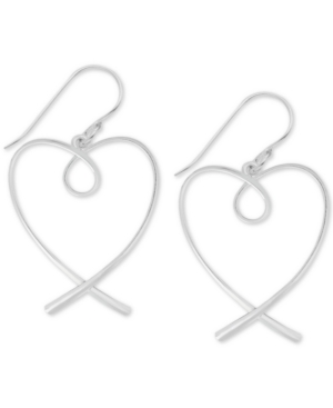 image of Essentials Twisted Heart Drop Earrings in Fine Silver-Plate