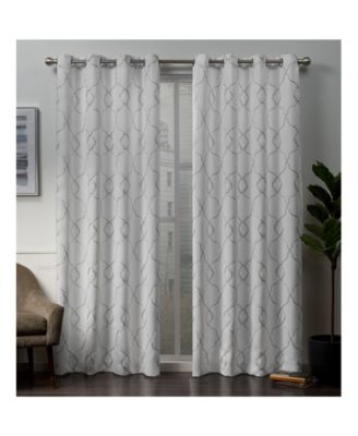 Belmont Embroidered Woven Blackout Grommet Top Curtain Panel Pair