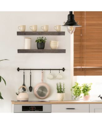 American Art Decor Rustic Wood Floating Wall Shelf