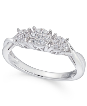 image of Diamond Trio Cluster Promise Ring (1/6 ct. t.w.) in 10k White Gold