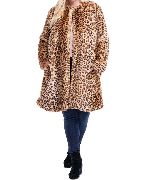 Fever Plus Size Leopard Print Faux Fur Coat Reviews Coats
