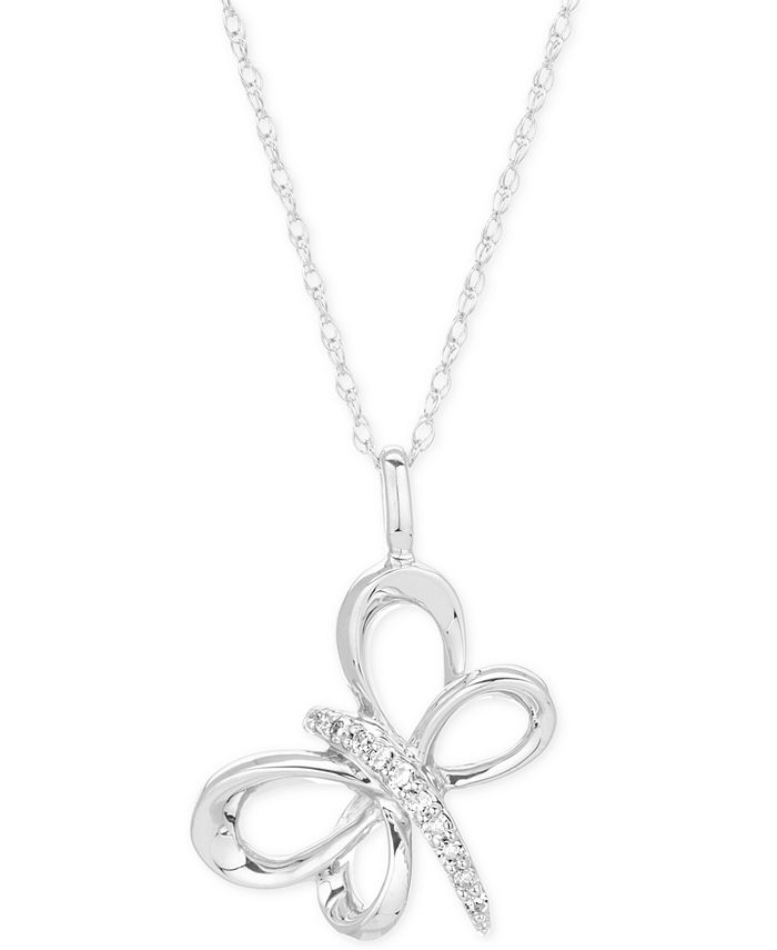 Elsie May Diamond Dragonfly 16" Pendant Necklace (1/20 ct. t.w.) in