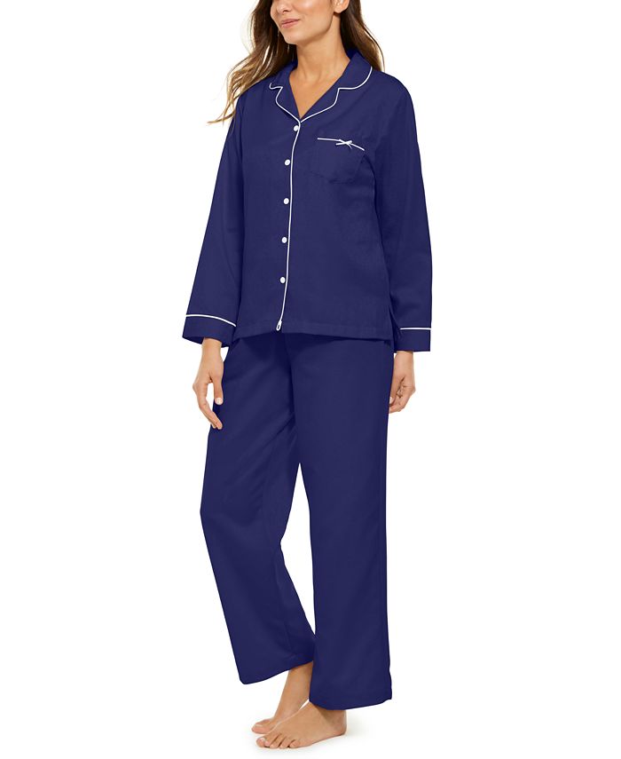 Miss Elaine Petite Jacquard Brushed Back Satin Pajama Set - Macy's