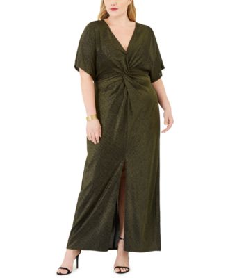Love Squared - Trendy Plus Size Twisted Metallic Dress