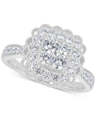 Macy's - Diamond Cluster Halo Bridal Ring (1-1/5 ct. t.w.) in 14k White Gold