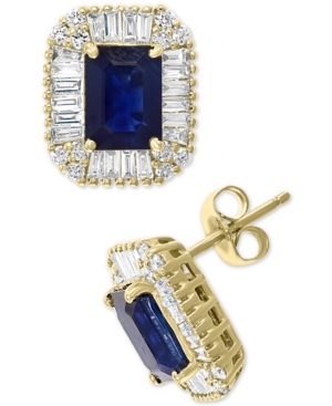 image of Effy Sapphire (1-1/3 ct. t.w.) & Diamond (1/2 ct. t.w.) Stud Earrings in 14k Gold