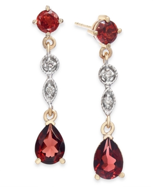 image of Garnet (1-3/4 ct. t.w.) & Diamond Accent Drop Earrings in 14k Gold
