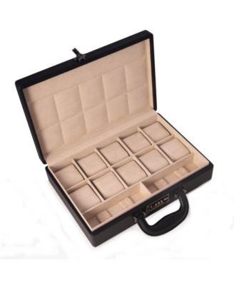 Bey-Berk Ten Watch Storage Box Briefcase with Handle and Combination Lock