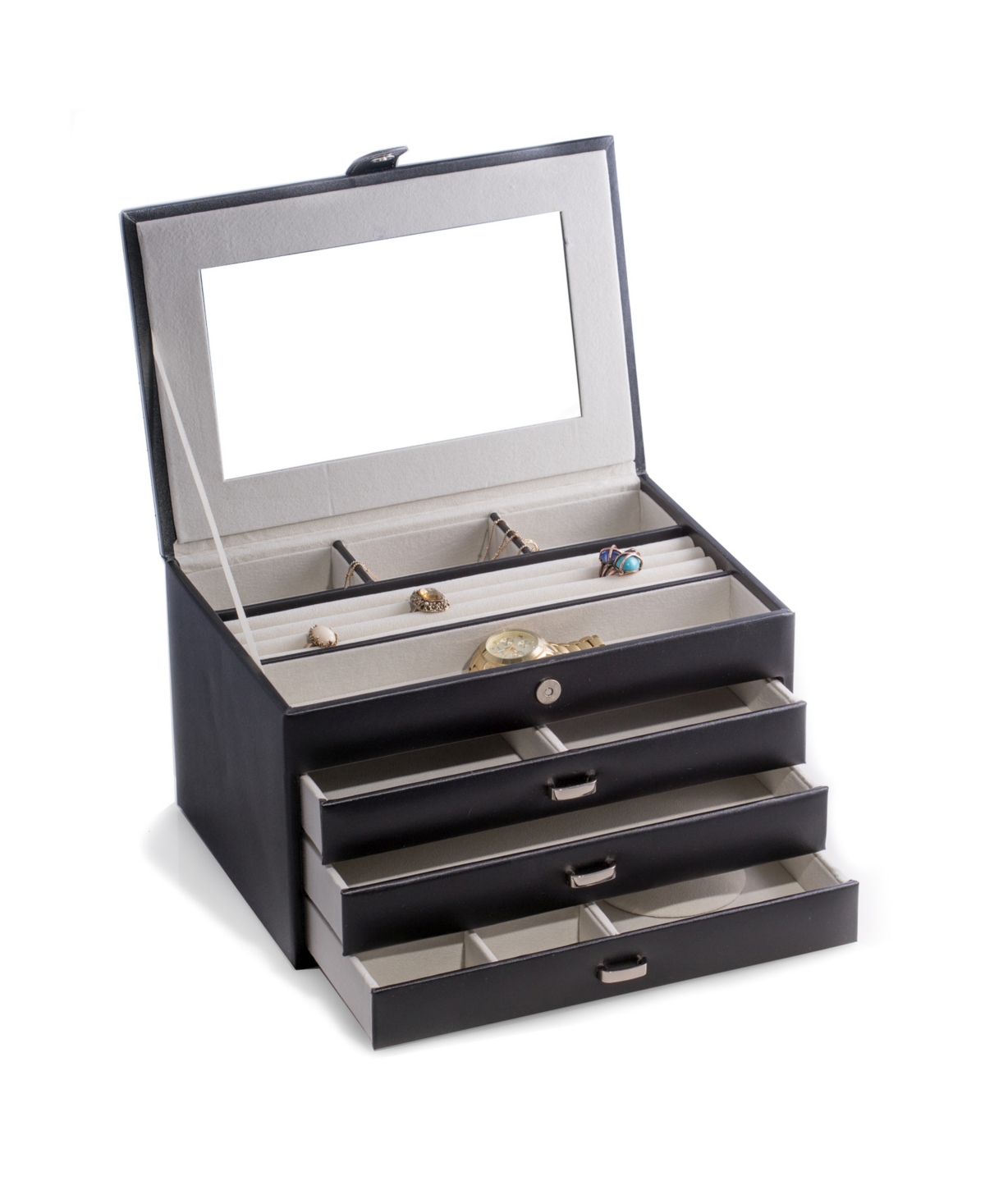 4 Level Jewelry Box with Multi Compartments - Multi