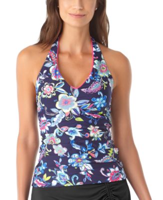 Anne Cole Holiday Paisley Shirred Halter Tankini Top - Macy's