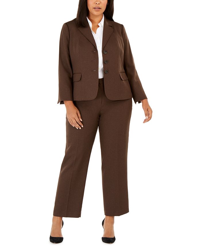 Le Suit Plus Size Melangé Twill Pants Suit - Macy's