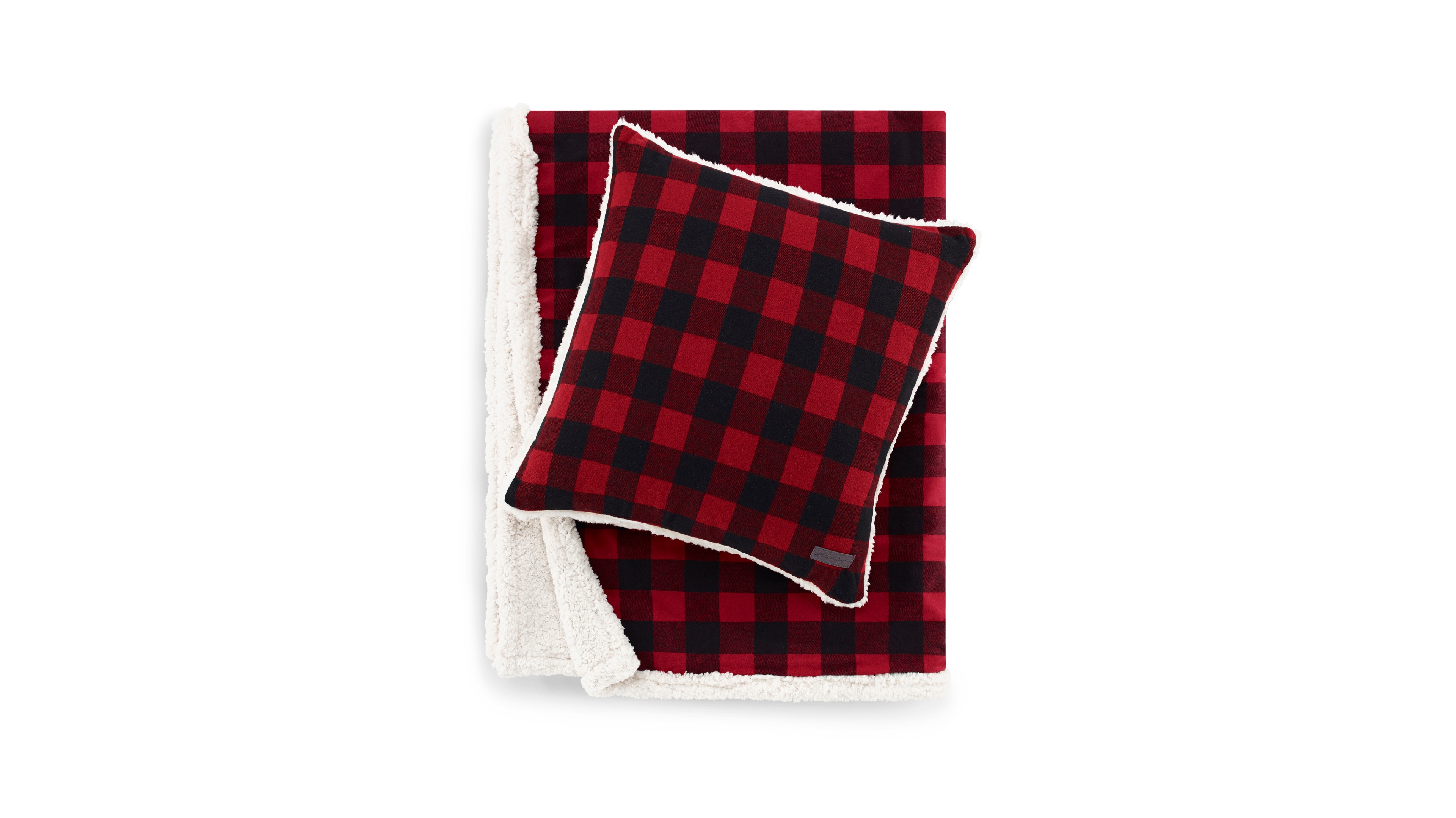 Eddie Bauer Cabin Plaid Cotton Yarn Dyed Flannel Decorative Pillow and Throw Set