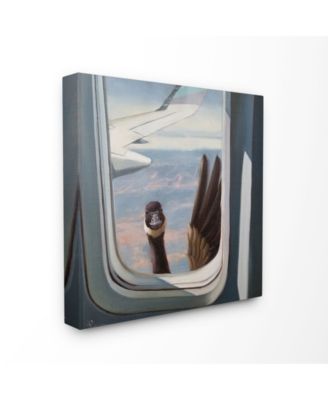 Hello from A Goose Airplane Window Scene Painting Stretched Canvas Wall Art, 30" L x 30" H