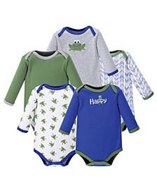 Baby Girl Long Sleeve Bodysuits, 5-Pack