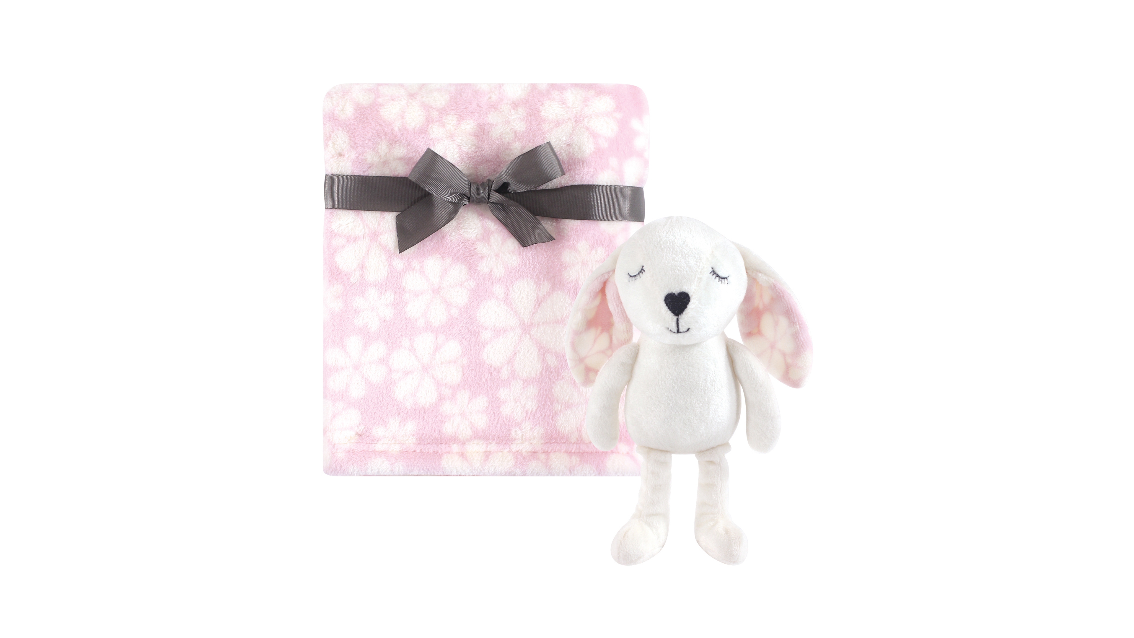 Hudson Baby Girls Plush Blanket with Toy