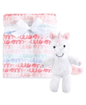 Hudson Baby Baby Girls Plush Blanket with Plush Toy Set