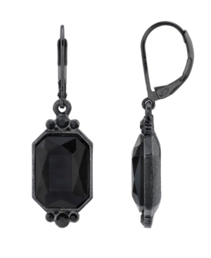 image of 2028 Black-Tone Octagon Drop Earrings