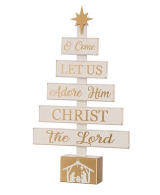 Wooden Nativity Table Tree Decor