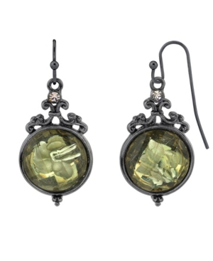 image of 2028 Black-Tone Crystal Flower Drop Earrings