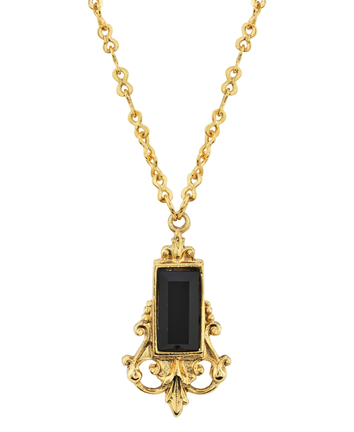 2028 14k Gold Dipped Pendant Necklace In Black