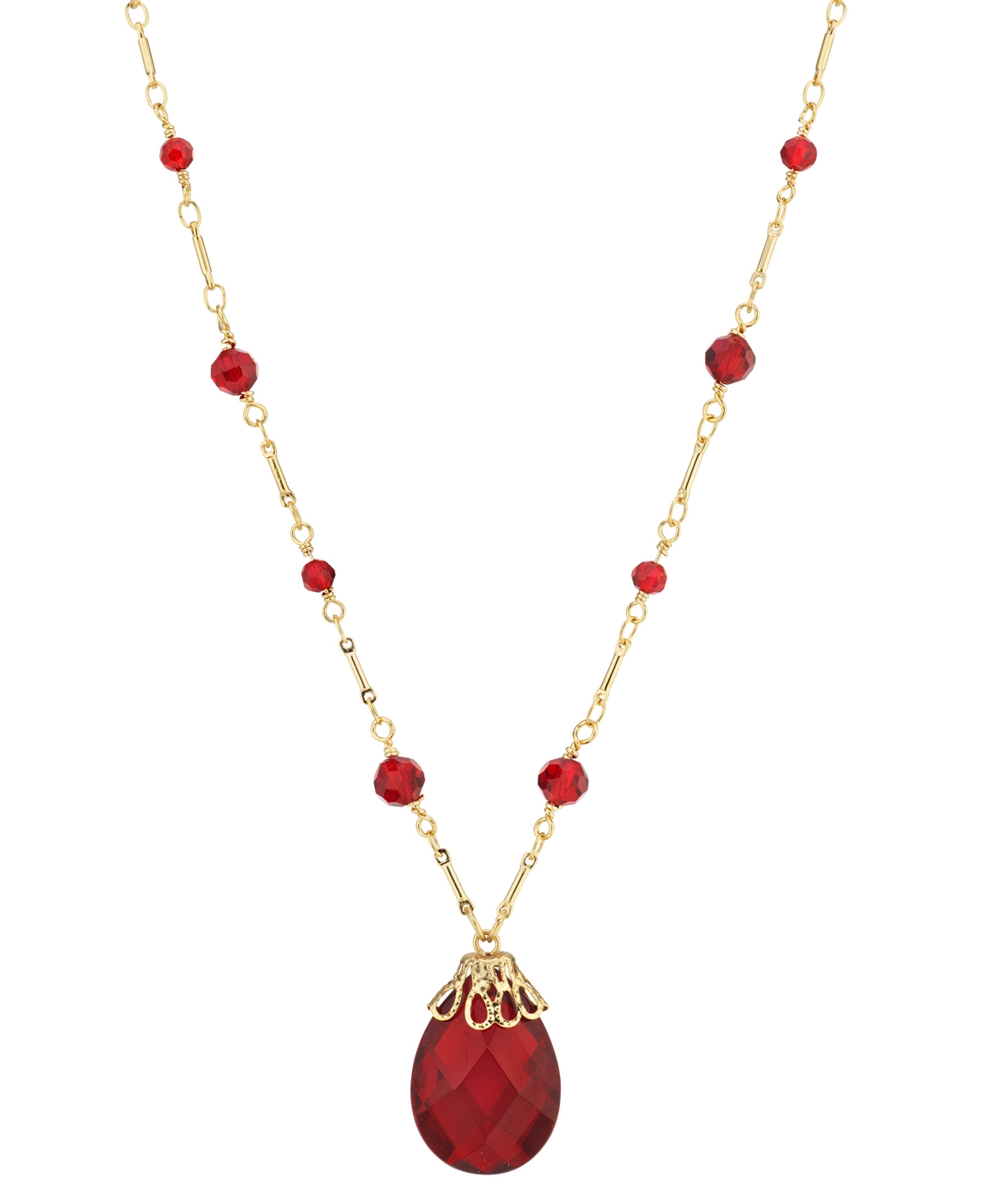 2028 14k Gold Dipped Large Pendant Necklace In Red
