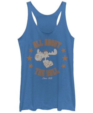 image of Fifth Sun Rocky and Bullwinkle All About The Bull Tri-Blend Racer Back Tank