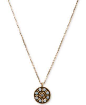 Lucky Brand - Gold-Tone Hammered Mother-of-Pearl Pendant Necklace