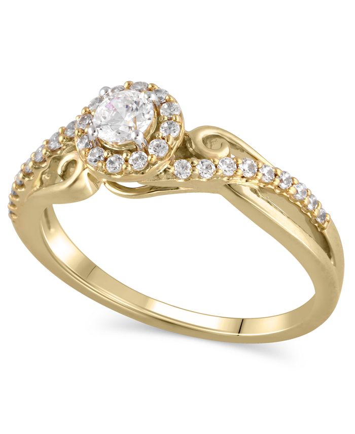 Macy's - Certified Diamond (3/8 ct. t.w.) Engagement Ring in 14K YELLOW GOLD