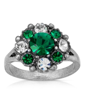 image of Pewter and Clear Crystal Ring