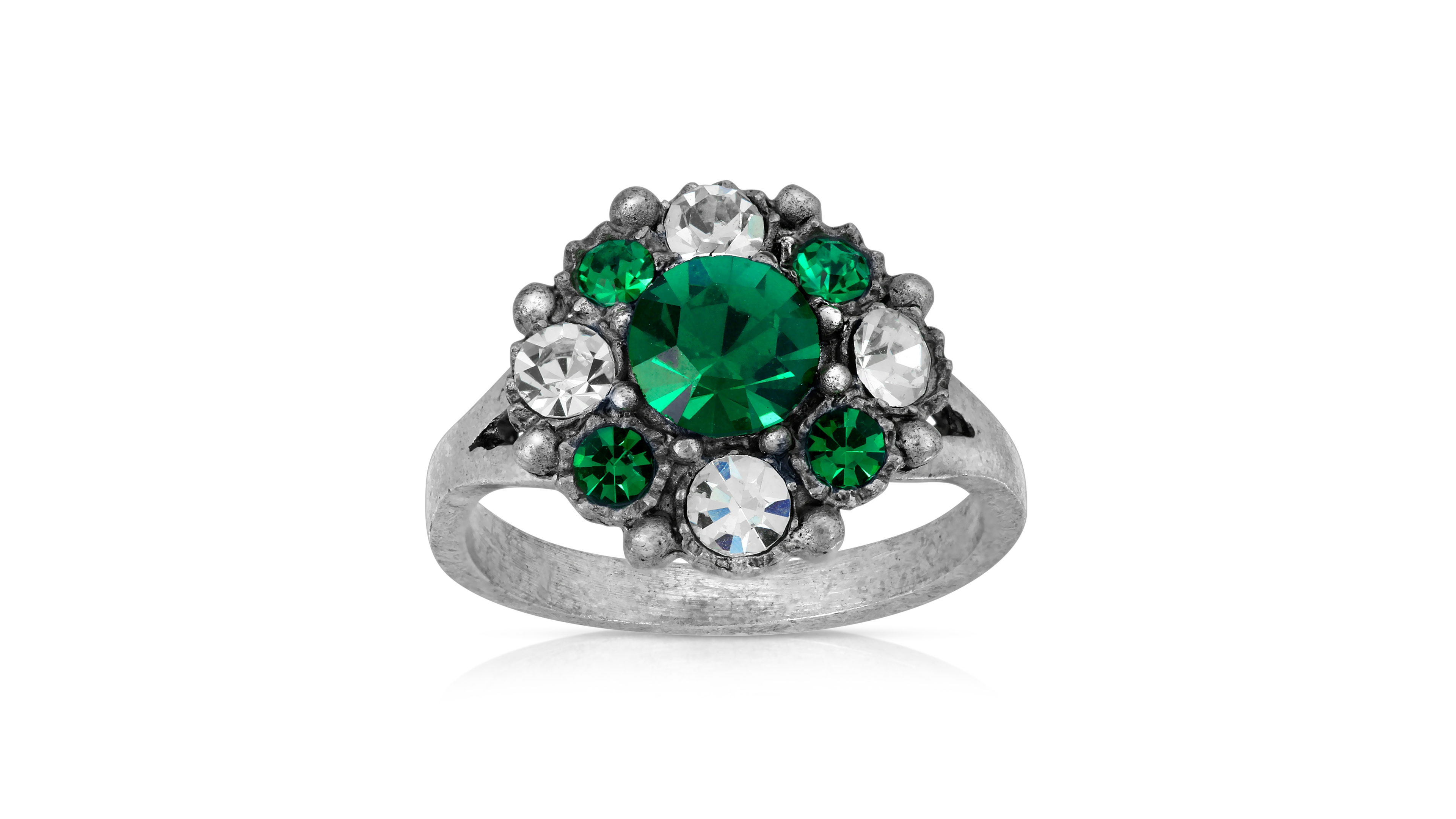 Pewter and Clear Crystal Ring