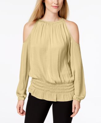 Alfani - Smocked Cold-Shoulder Top